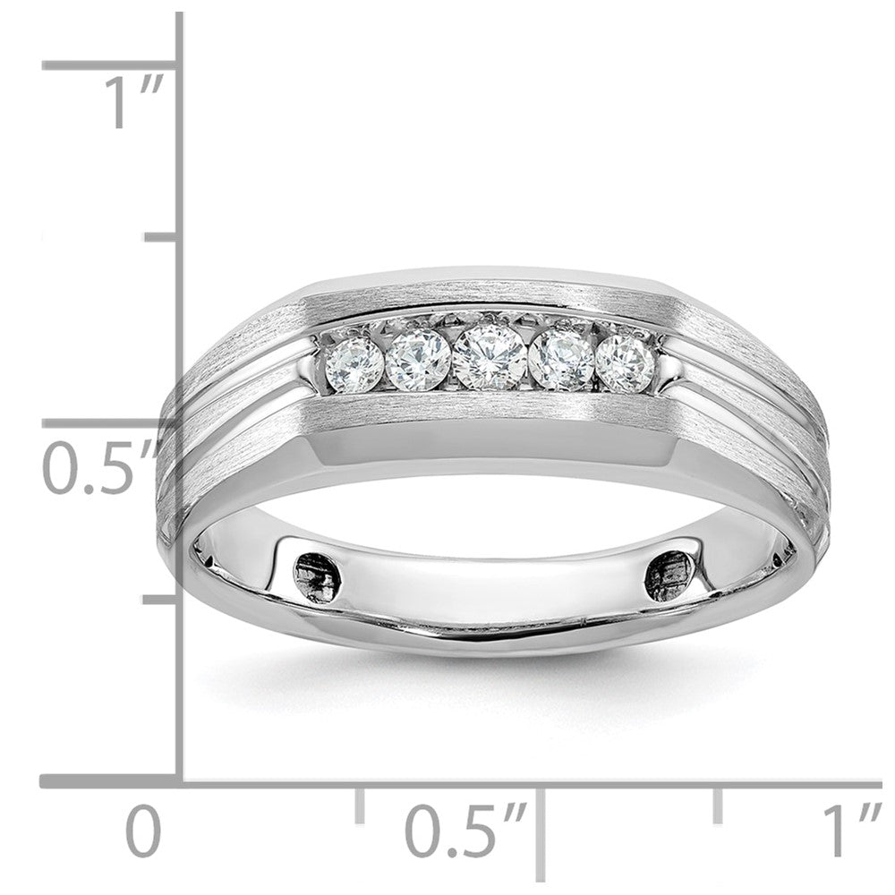 14K Weißgold Herrenring, poliert und satiniert, mit 0,25 ct. Diamant