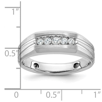 14K Weißgold Herrenring, poliert und satiniert, mit 0,25 ct. Diamant