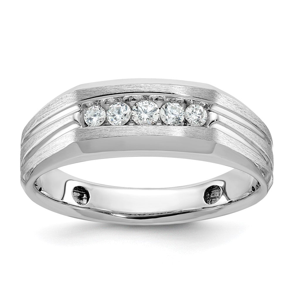 14K Weißgold Herrenring, poliert und satiniert, mit 0,25 ct. Diamant