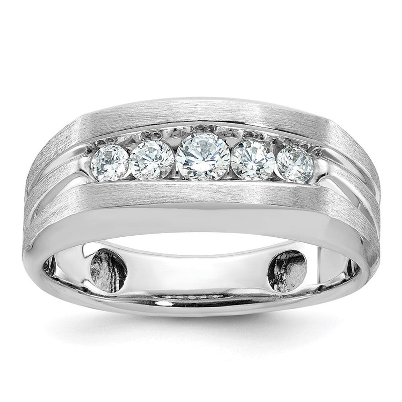 10K Weißgold Ibgoodman Herren Poliert und Gebürstet 5-stone 1/2 Karat A Qualität Diamant Ring
