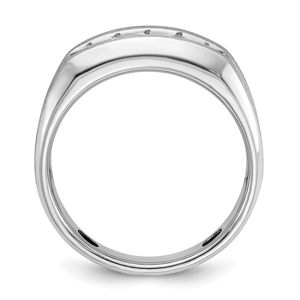 14K Weißgold Herren-Ring mit Satinfinish und 0,5K Diamant