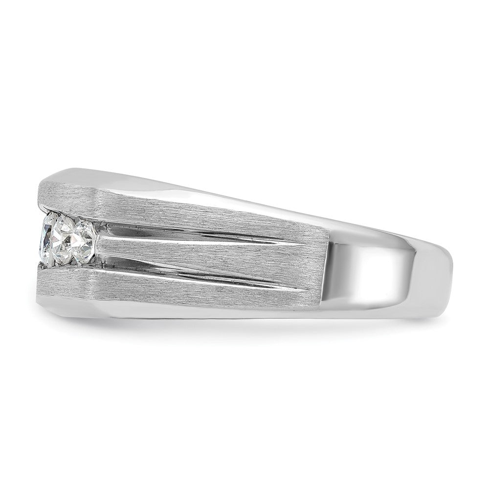 14K Weißgold Herren-Ring mit Satinfinish und 0,5K Diamant