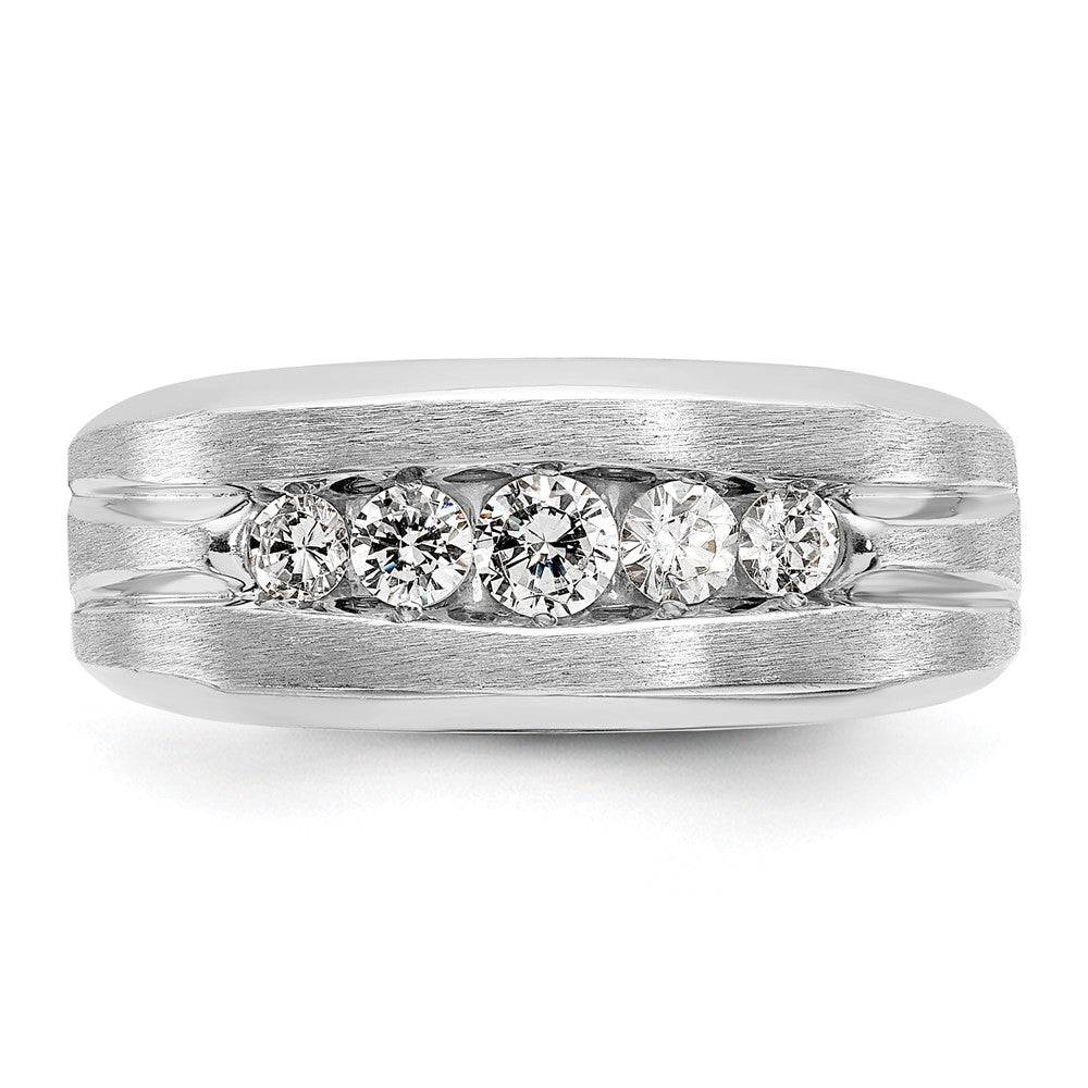 14K Weißgold Herren-Ring mit Satinfinish und 0,5K Diamant