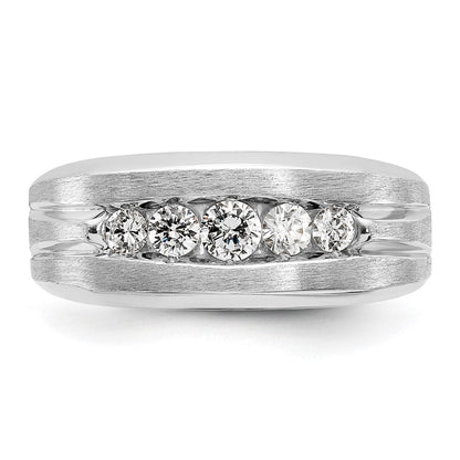 14K Weißgold Herren-Ring mit Satinfinish und 0,5K Diamant
