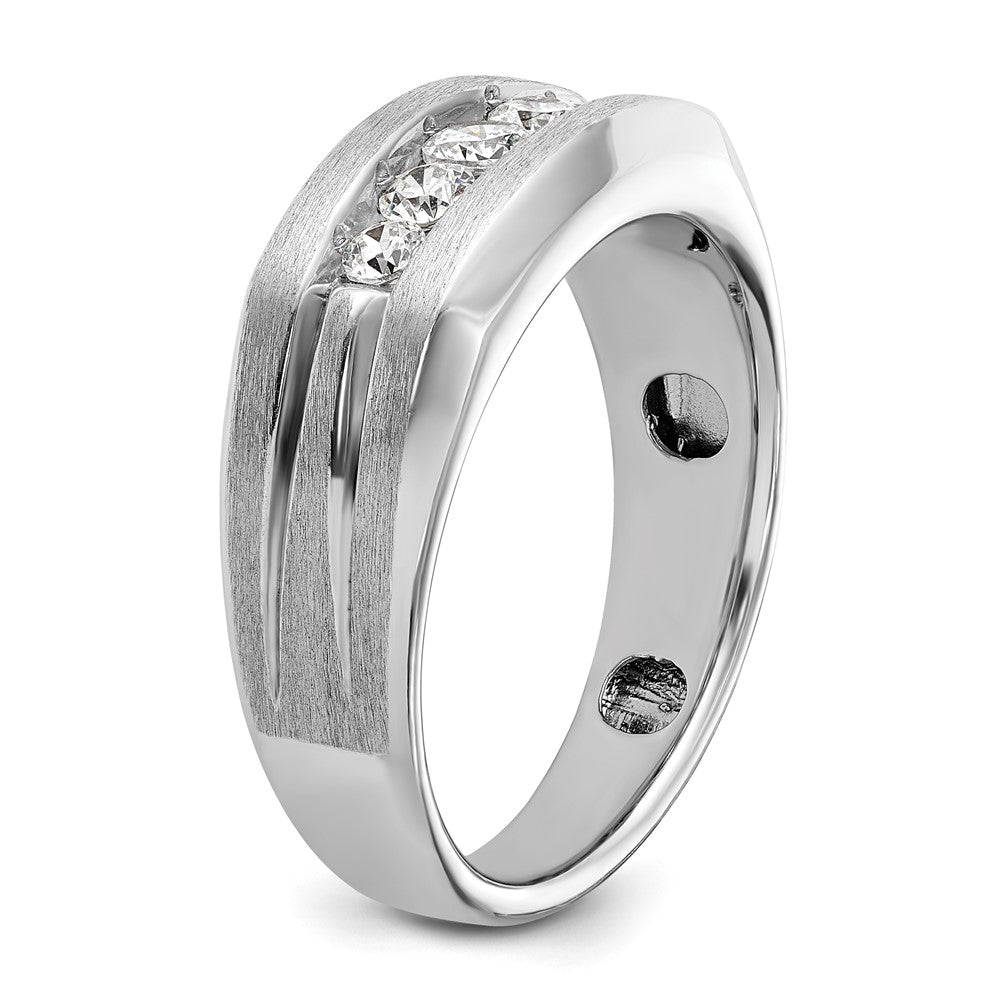 14K Weißgold Herren-Ring mit Satinfinish und 0,5K Diamant