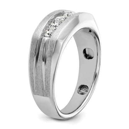 14K Weißgold 0,5 ct. Laborgezüchteter Diamant VS/SI+ G+ Satin- und Riefen-Fünf-Stein-Herrenring
