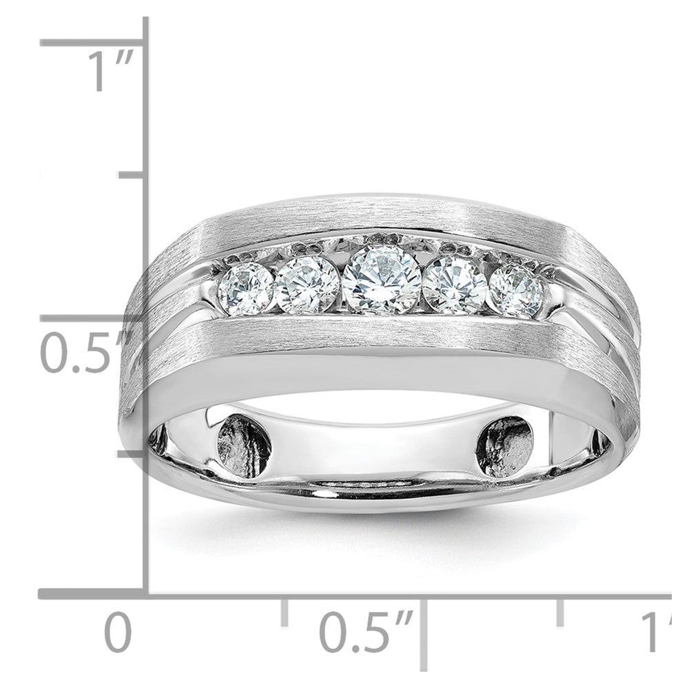 14K Weißgold Herren-Ring mit Satinfinish und 0,5K Diamant
