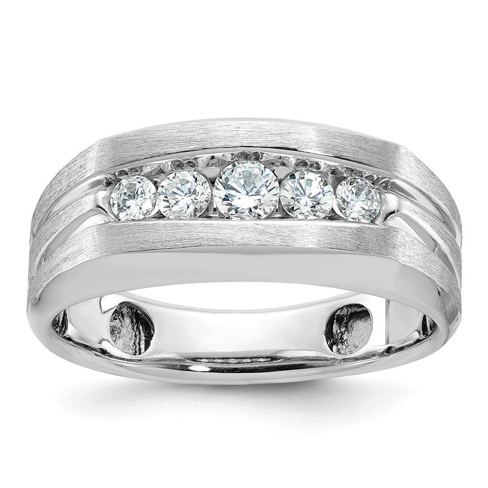 14K Weißgold Herren-Ring mit Satinfinish und 0,5K Diamant