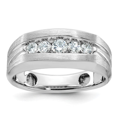 14K Weißgold Herren-Ring mit Satinfinish und 0,5K Diamant
