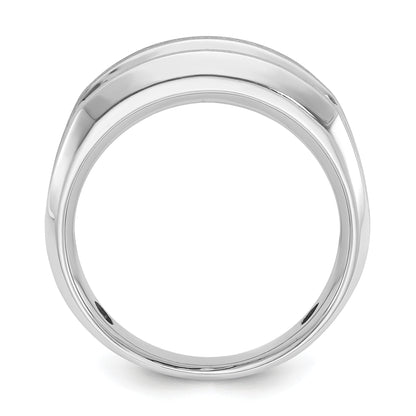 14K Weißgold Herren Ring mit satinierter Oberfläche und 1K Diamanten, komplett gefasst