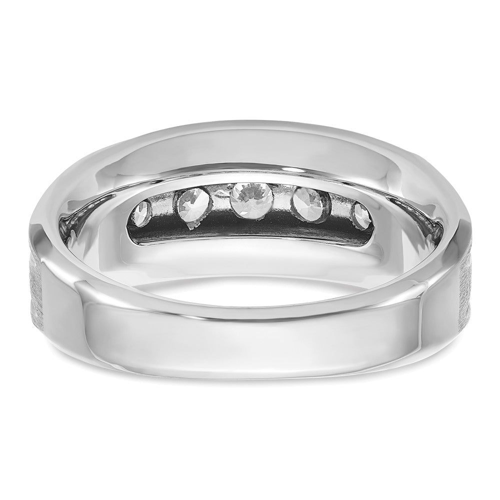 14K Weißgold Herren Ring mit satinierter Oberfläche und 1K Diamanten, komplett gefasst