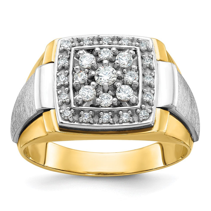 10K Bicolor Ibgoodman Herren Poliert und Satiniert 1/2 Karat A Qualität Diamant Ring