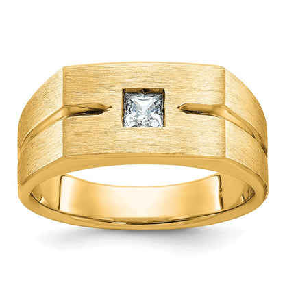 10K Gelbgold Ibgoodman Herren Poliert und Satiniert Diamant Komplett Ring