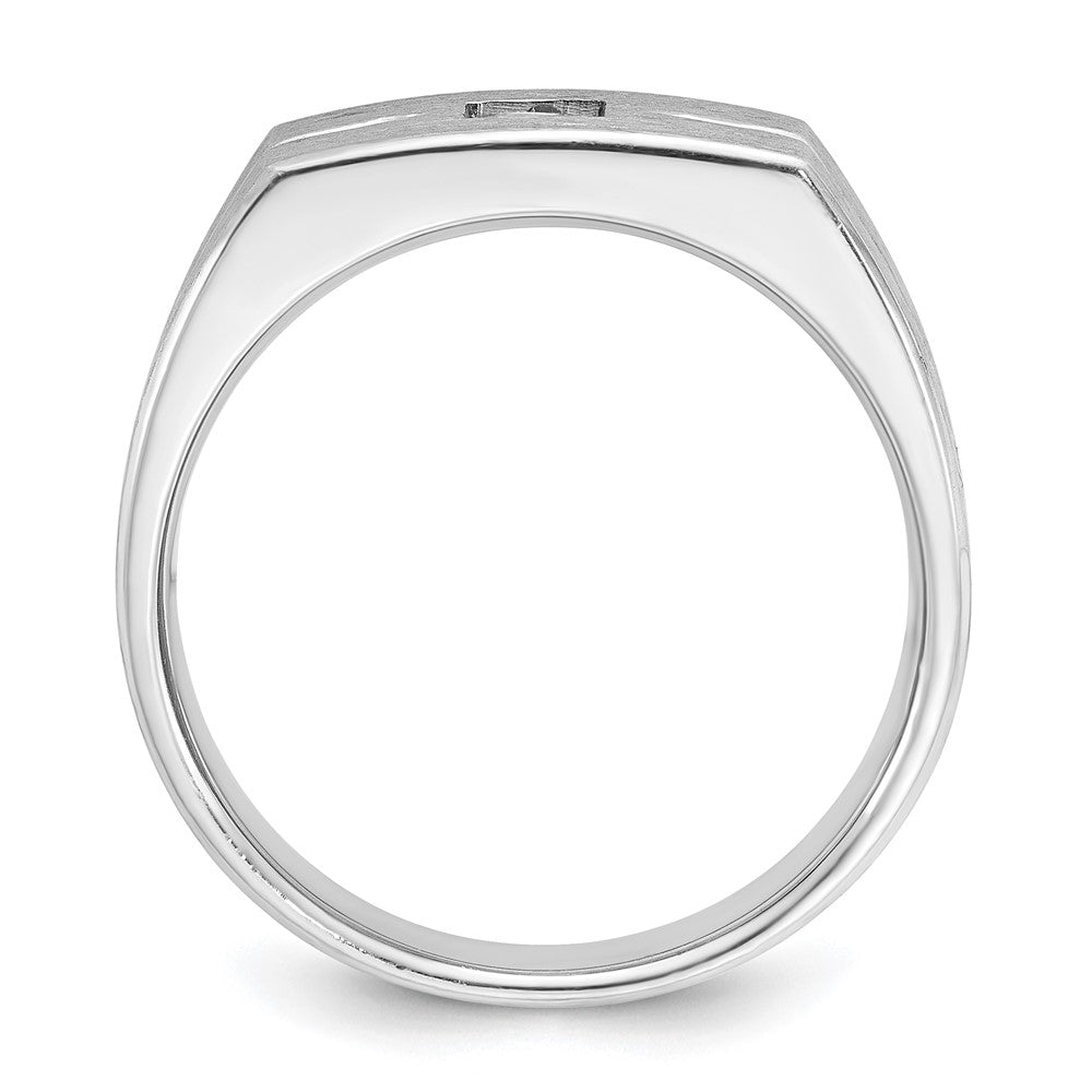14K Weißgold Herren Ring, poliert und satiniert, 0,25K Diamant, komplett besetzt
