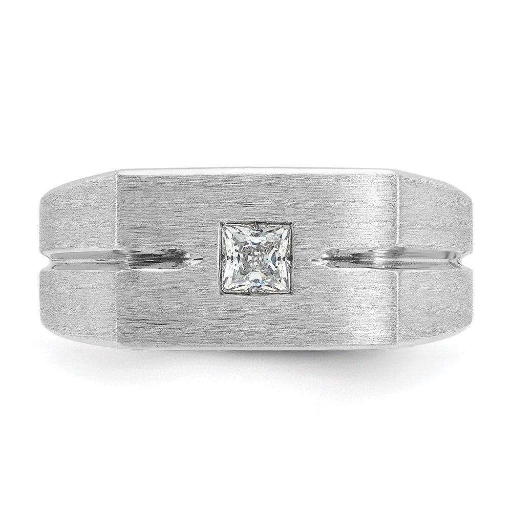 14K Weißgold Herren Ring, poliert und satiniert, 0,25K Diamant, komplett besetzt