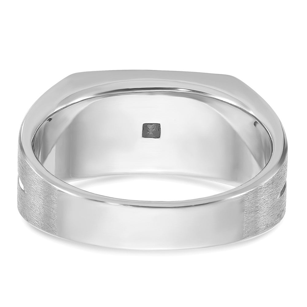 14K Weißgold Herren Ring, poliert und satiniert, 0,25K Diamant, komplett besetzt