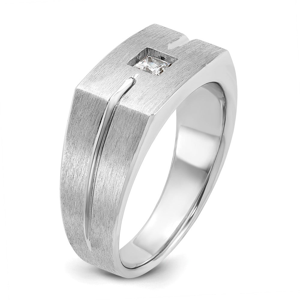 14K Weißgold Herren Ring, poliert und satiniert, 0,25K Diamant, komplett besetzt
