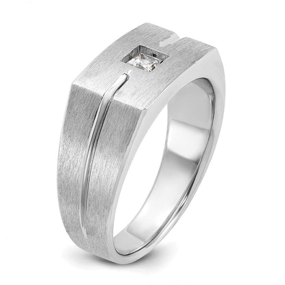 14K Weißgold Herren Ring, poliert und satiniert, 0,25K Diamant, komplett besetzt