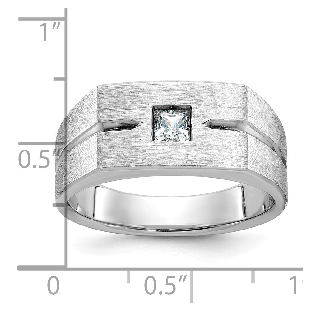 14K Weißgold Herren Ring, poliert und satiniert, 0,25K Diamant, komplett besetzt