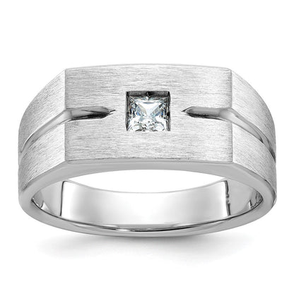14K Weißgold Herren Ring, poliert und satiniert, 0,25K Diamant, komplett besetzt