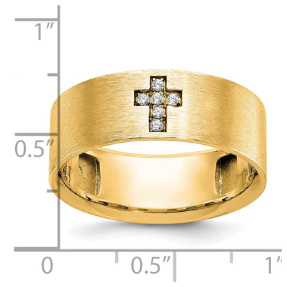 10K Gelbgold Ibgoodman Herren Satiniert 1/20 Karat A Qualität Diamant Kreuz Ring