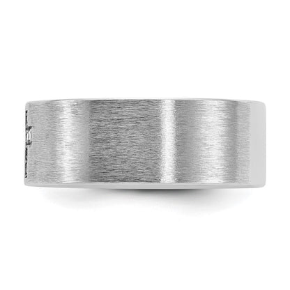 14K Weißgold Herren Kreuz Satin 1/20K Diamant Ring komplett