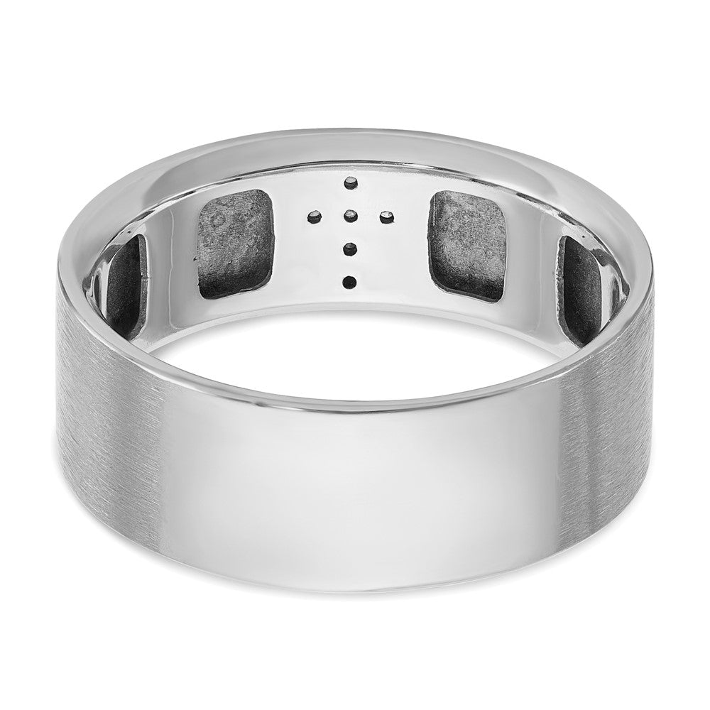 14K Weißgold Herrenring mit Kreuzmotiv, satiniert, 0,05 ct. Laborgezüchteter Diamant VS/SI+ G+
