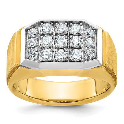 10K Gelb mit Rhodium Ibgoodman mit Weiß Rhodium Herren Poliert und Satiniert 1 Karat A Qualität Diamant Cluster Ring