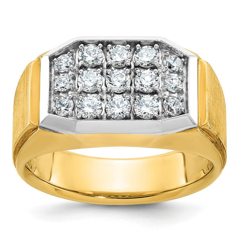 10K Gelb mit Rhodium Ibgoodman mit Weiß Rhodium Herren Poliert und Satiniert 1 Karat A Qualität Diamant Cluster Ring