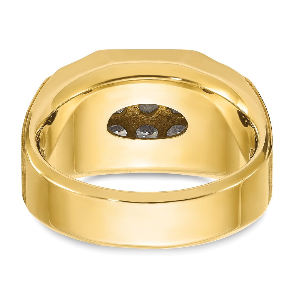 14K Gelbgold und Rhodium mit Weißrhodium Herren Satin 1K Diamant Komplettring