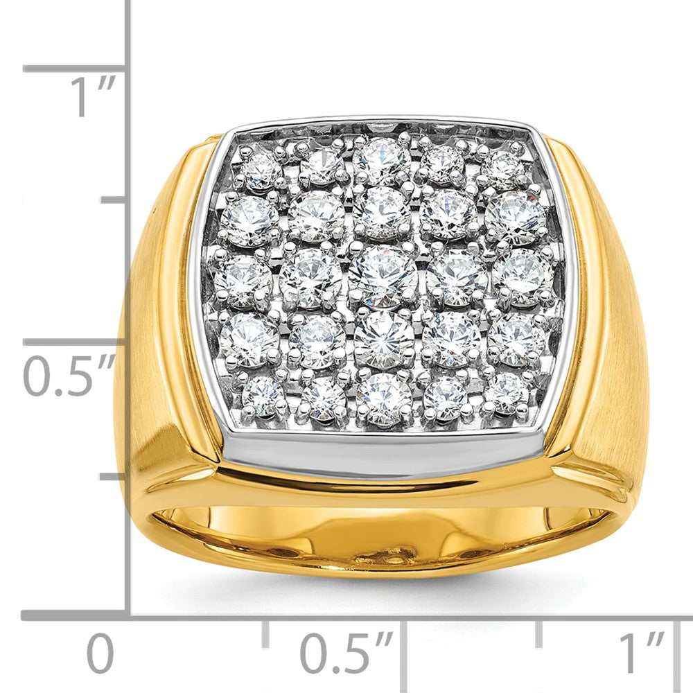 10K Bicolor Ibgoodman Herren Poliert und Satiniert 1 5/8 Karat A Qualität Diamant Cluster Ring
