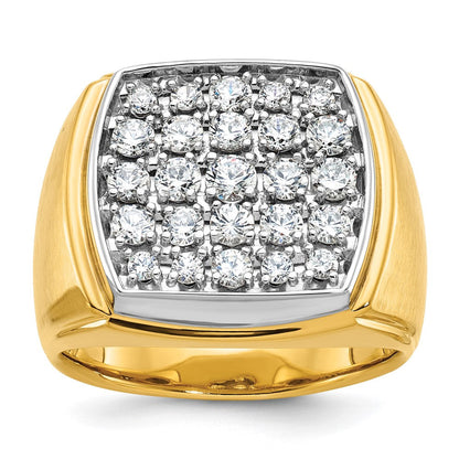 10K Bicolor Ibgoodman Herren Poliert und Satiniert 1 5/8 Karat A Qualität Diamant Cluster Ring