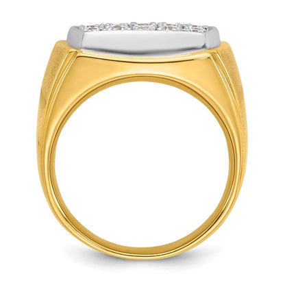 14K Bicolor Ring mit 1,5 ct. gezüchteten Diamanten, VS/SI+ G+, Herren-Cluster-Ring, poliert und mattiert