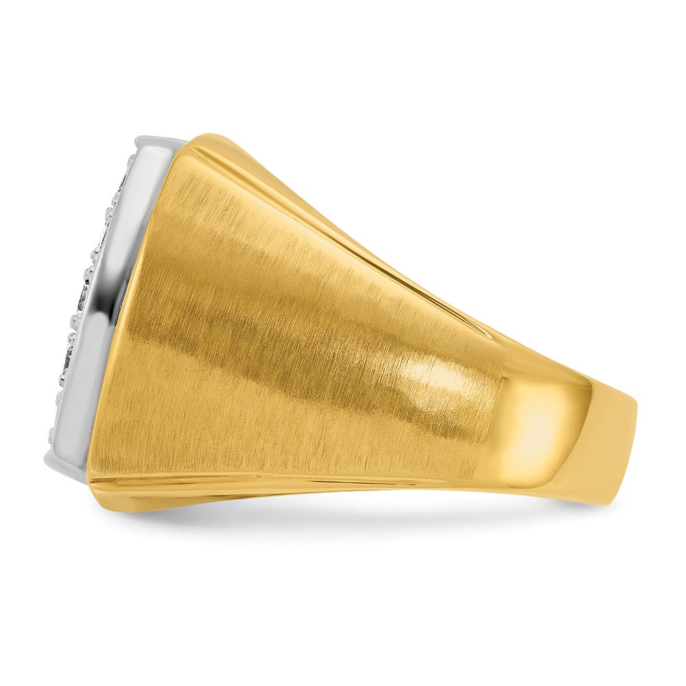 14K Bicolor Ring mit 1,5 ct. gezüchteten Diamanten, VS/SI+ G+, Herren-Cluster-Ring, poliert und mattiert