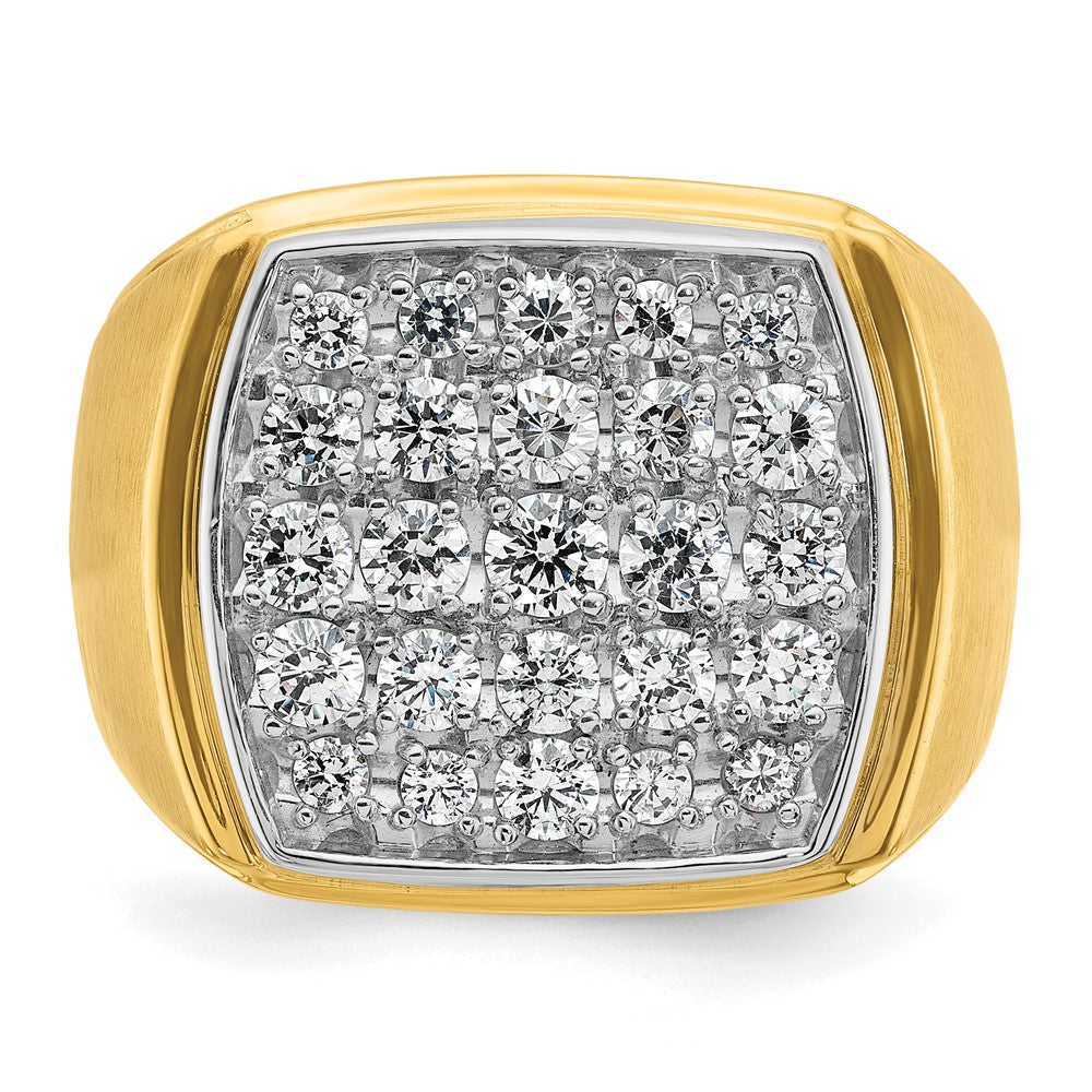 14K Bicolor Ring mit 1,5 ct. gezüchteten Diamanten, VS/SI+ G+, Herren-Cluster-Ring, poliert und mattiert