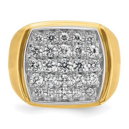 14K Bicolor Ring mit 1,5 ct. gezüchteten Diamanten, VS/SI+ G+, Herren-Cluster-Ring, poliert und mattiert