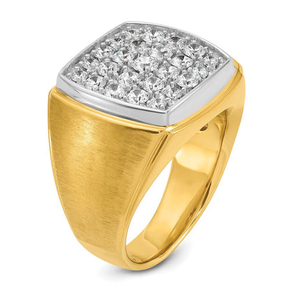 14K Bicolor Ring mit 1,5 ct. gezüchteten Diamanten, VS/SI+ G+, Herren-Cluster-Ring, poliert und mattiert