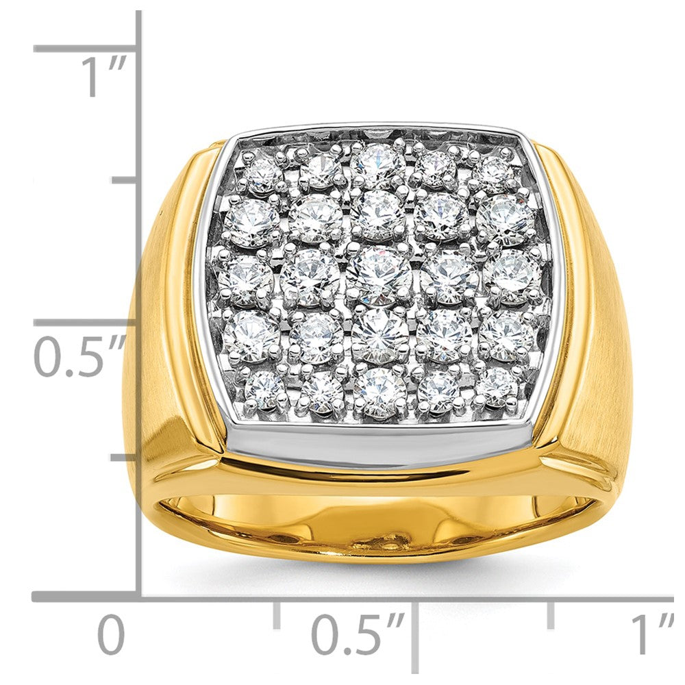 14K Bicolor Ring mit 1,5 ct. gezüchteten Diamanten, VS/SI+ G+, Herren-Cluster-Ring, poliert und mattiert