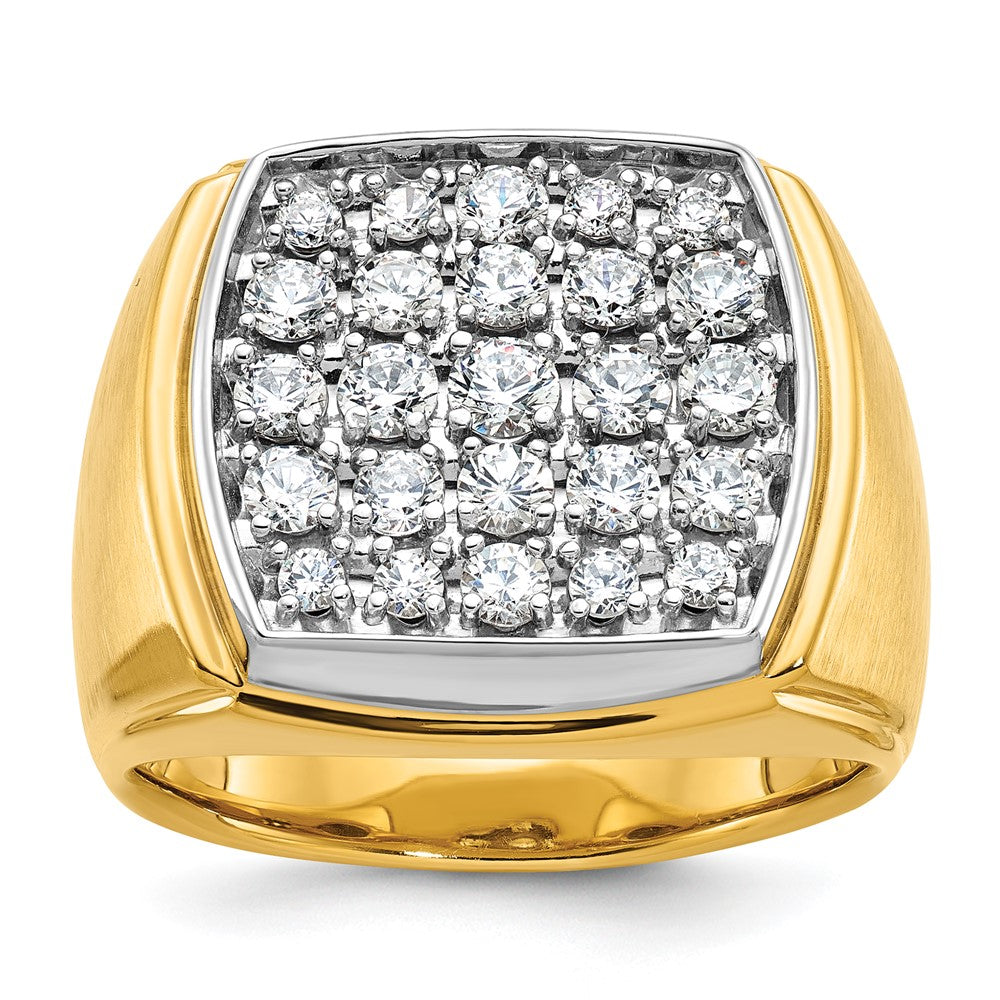 14K Bicolor Ring mit 1,5 ct. gezüchteten Diamanten, VS/SI+ G+, Herren-Cluster-Ring, poliert und mattiert