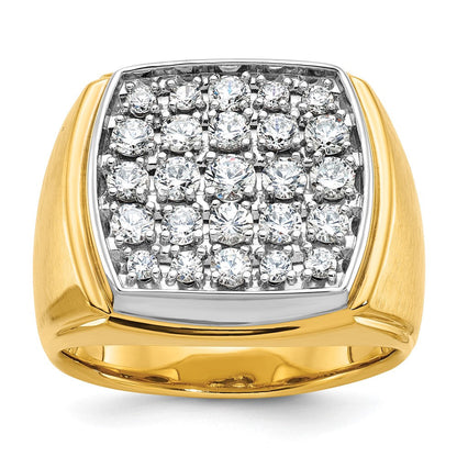 14K Bicolor Ring mit 1,5 ct. gezüchteten Diamanten, VS/SI+ G+, Herren-Cluster-Ring, poliert und mattiert