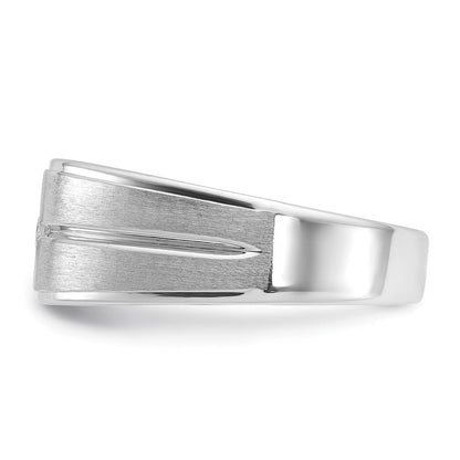 14K Weißgold Herren-Ring, poliert und satiniert, mit 0,2K Diamant, komplett besetzt