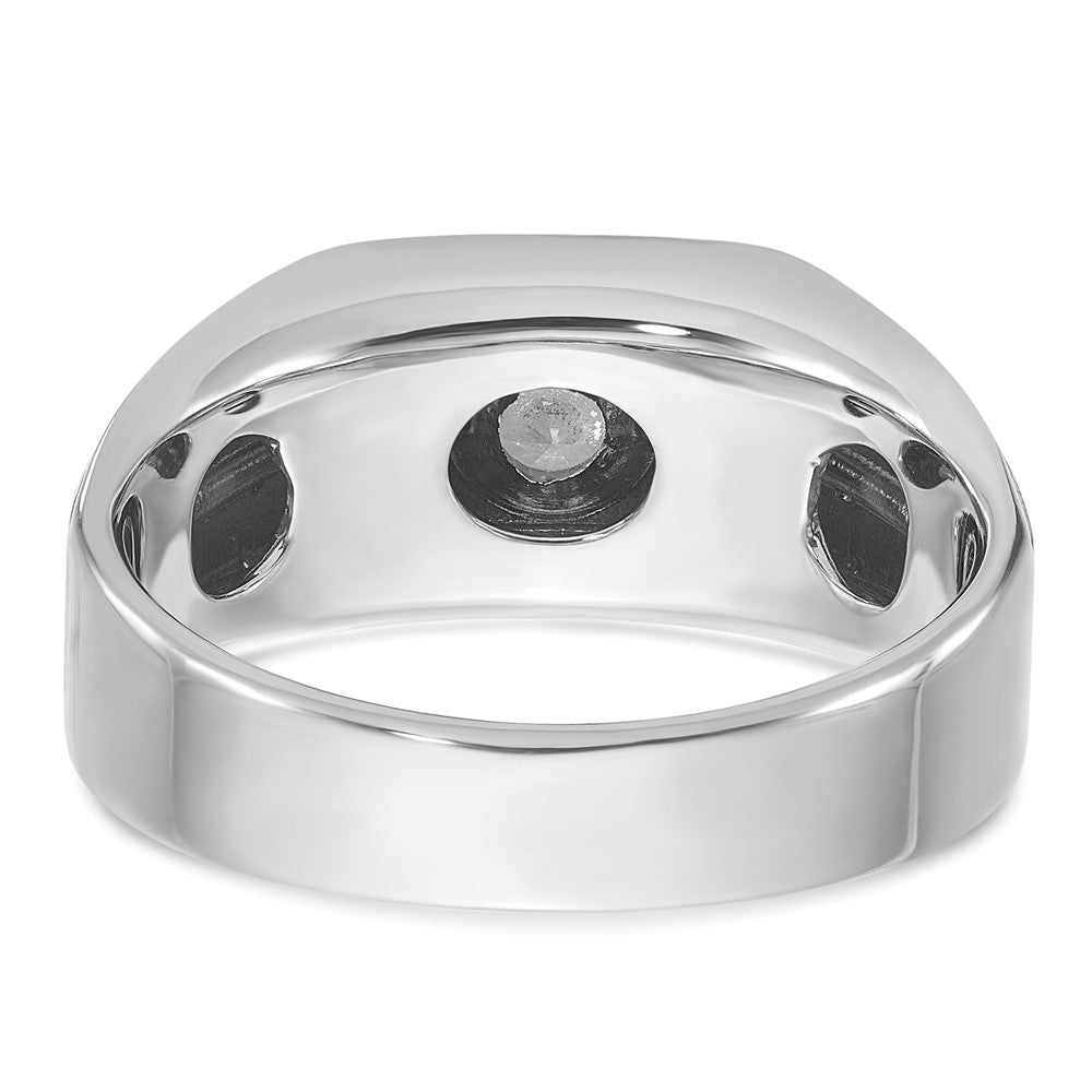 14K Weißgold Herren-Ring, poliert und satiniert, mit 0,2K Diamant, komplett besetzt