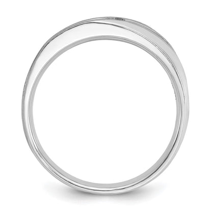 14K Weißgold Herren Ring poliert und satiniert mit 0,10K Diamant
