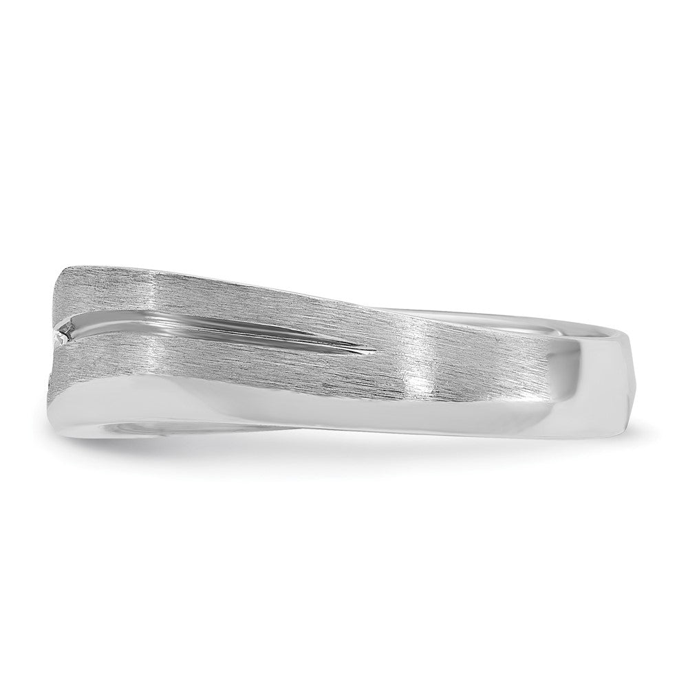 14K Weißgold Herren Ring poliert und satiniert mit 0,10K Diamant