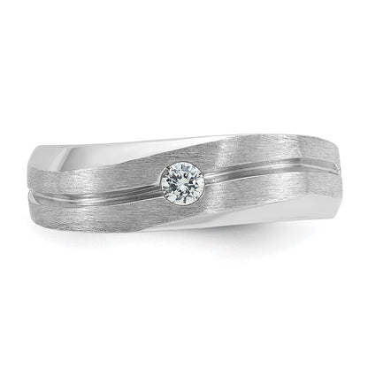 14K Weißgold Herren Ring poliert und satiniert mit 0,10K Diamant