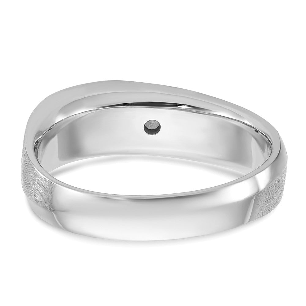 14K Weißgold Herren Ring poliert und satiniert mit 0,10K Diamant