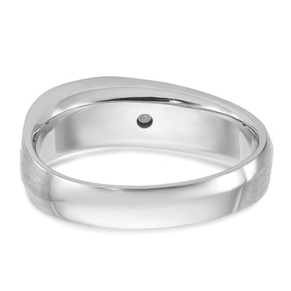 14K Weißgold Herren Ring poliert und satiniert mit 0,10K Diamant