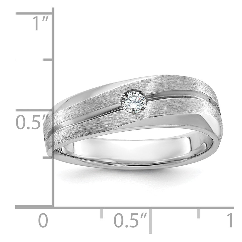 14K Weißgold Herren Ring poliert und satiniert mit 0,10K Diamant