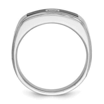 14K Weißgold Herren-Ring mit Emaille und 0,05K Diamanten