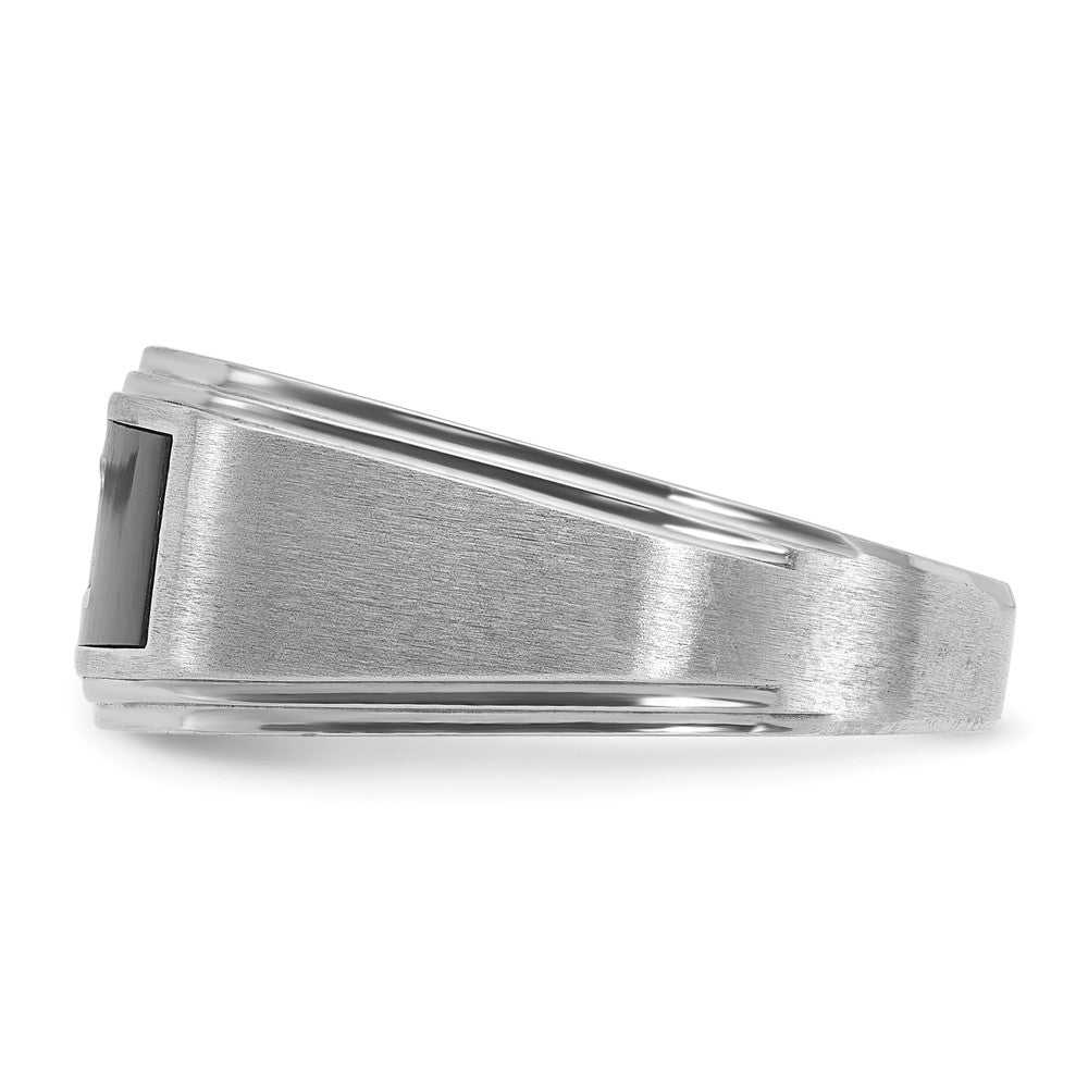 14K Weißgold Herren-Ring mit Emaille und 0,05K Diamanten